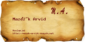 Mazák Arvid névjegykártya